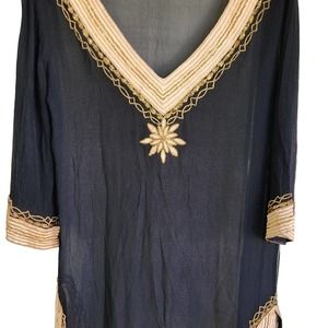 Lisa Curran black cover up tunic top L